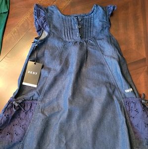 Girls DKNY Denim Blue Kids Dress Size 5T